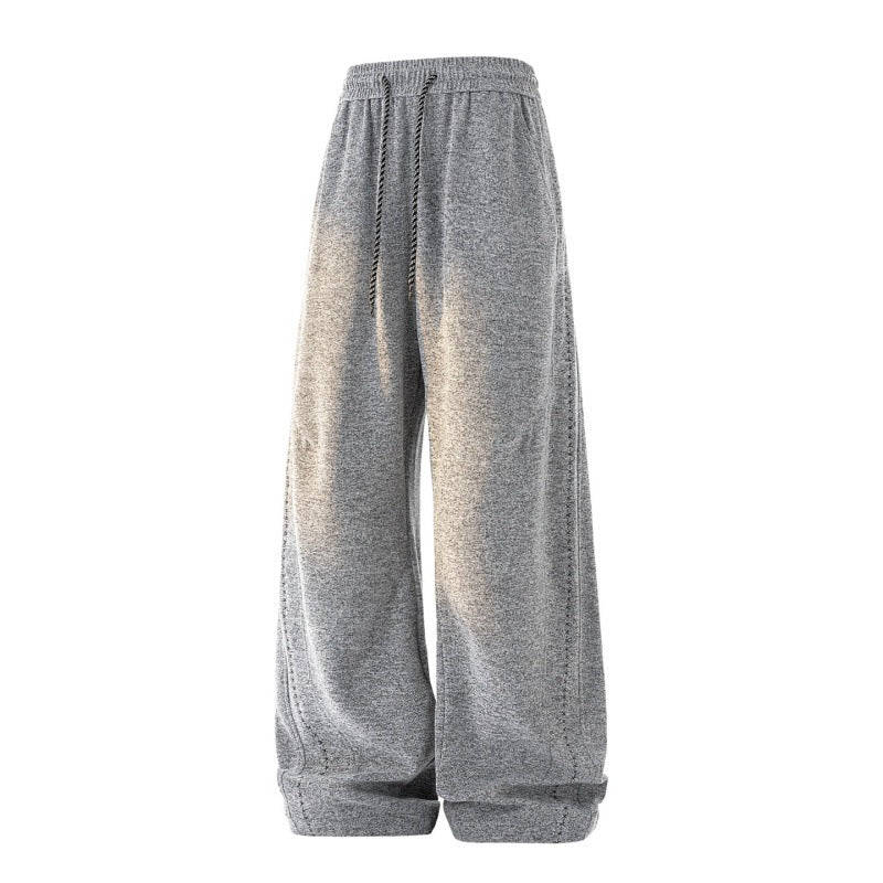 Damen Weite Lounge‑Hose aus Sweatstoff mit Kordelzug, Ziernähten und elastischem Bund Echoarchiv