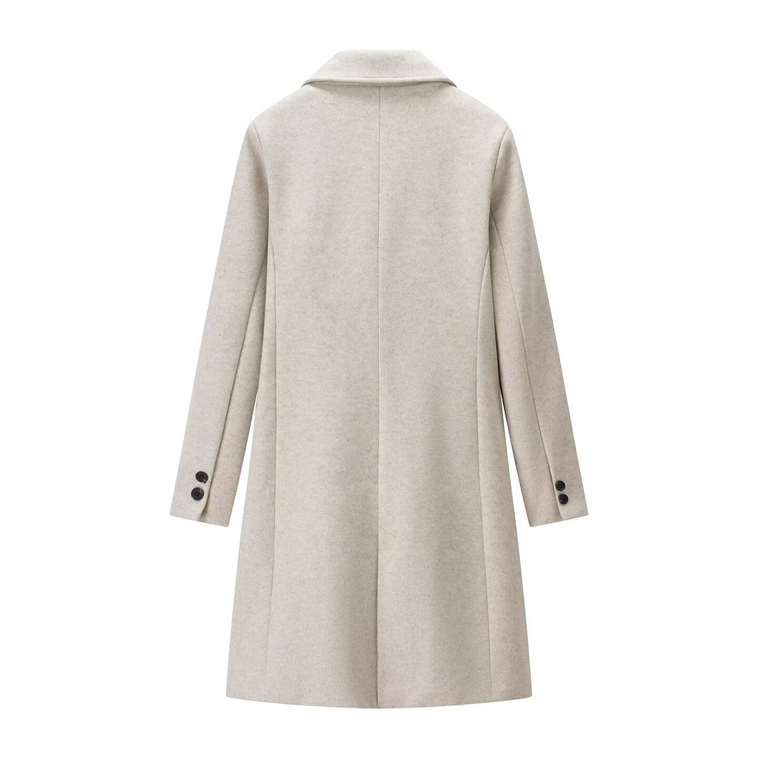 Damen Eleganter Longline-Wollmixmantel mit Reverskragen und Leistentaschen Echo Archiv