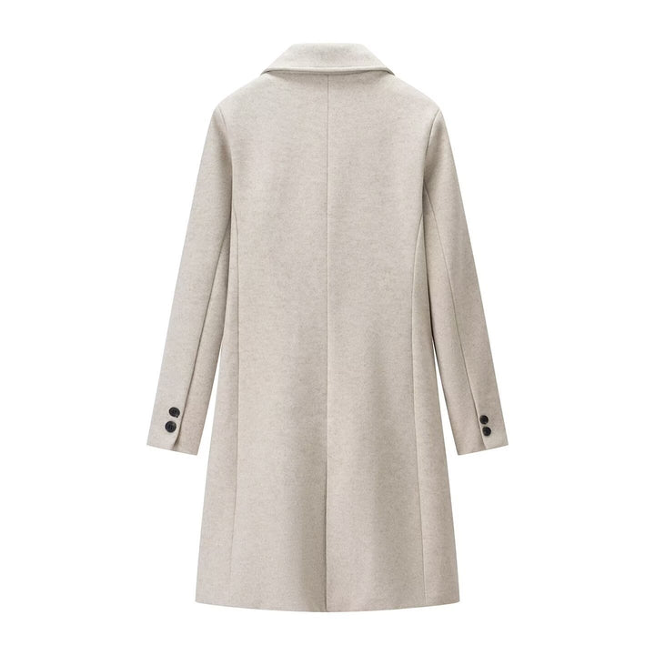 Damen Eleganter Longline-Wollmixmantel mit Reverskragen und Leistentaschen Echo Archiv
