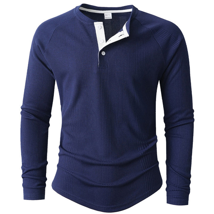 Herren Langarm Henley-Shirt mit strukturierter Oberfläche Echoarchiv