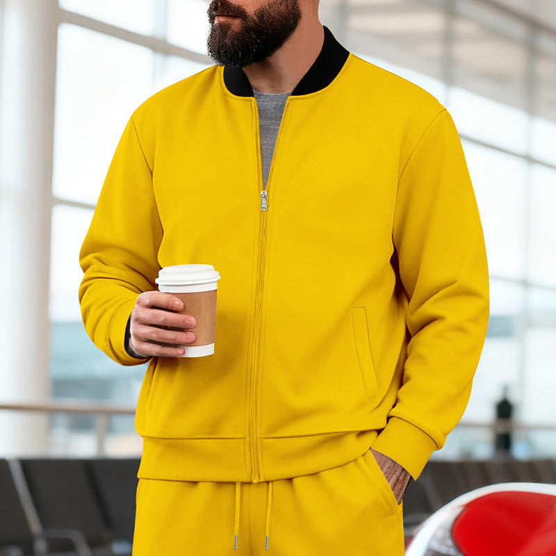 Herren nan urbane Sweat-Trackjacke mit Stehkragen verdecktem Reißverschluss elastischen Rippbündchen und Eingrifftaschen Echo Archiv