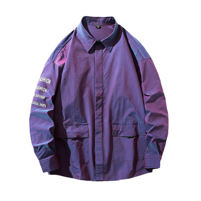 Herren lässige Hemdjacke mit Print-Details Echoarchiv