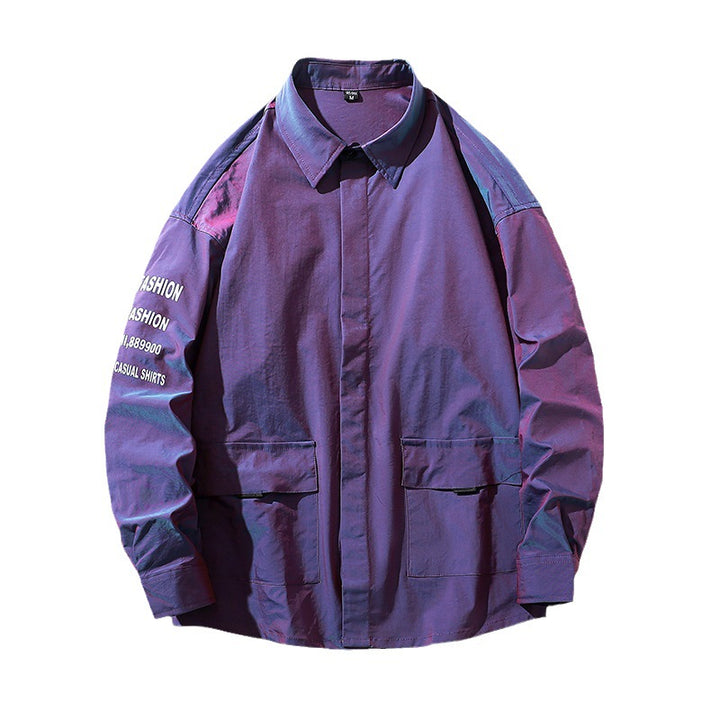 Herren lässige Hemdjacke mit Print-Details Echoarchiv
