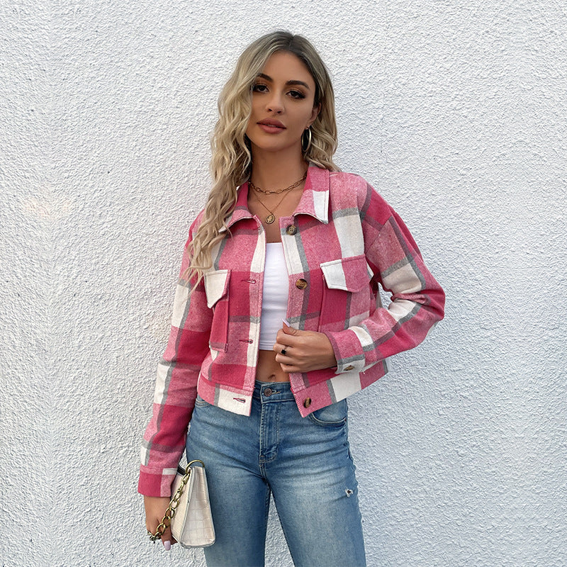 Damen Kariertes Freizeitjacke Echo Archiv