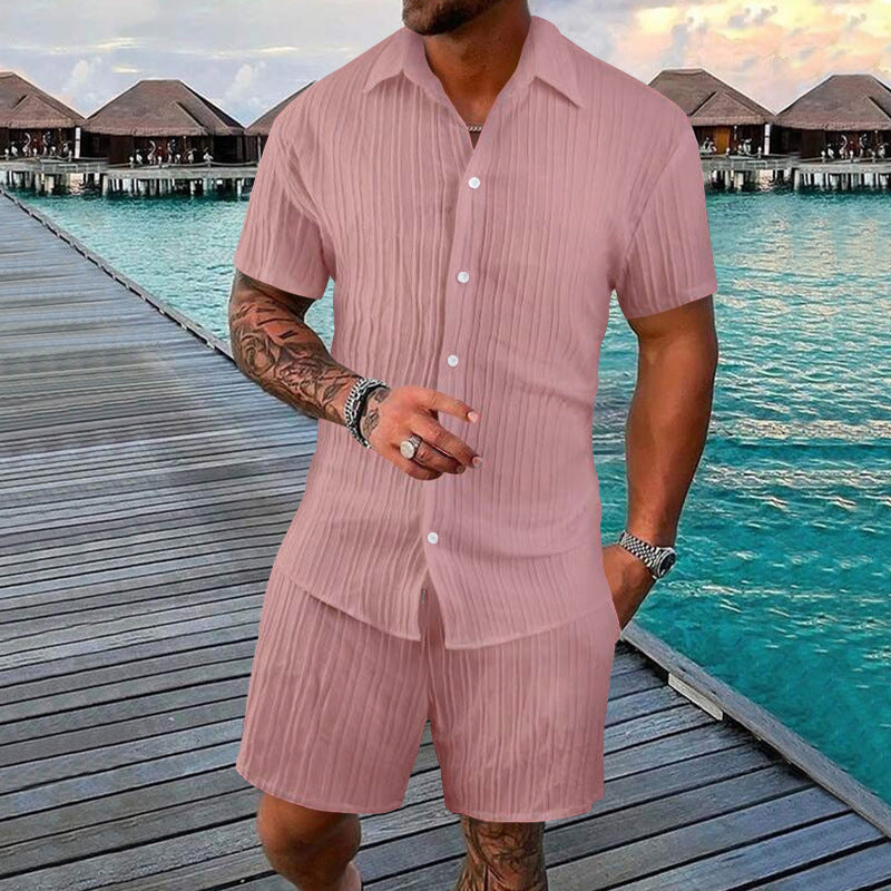 Herren lässiges Kurzarm-Hemd und Shorts Set Echoarchiv