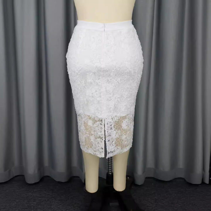 Damen Eleganter Spitzenrock mit floralen Akzenten Echo Archiv