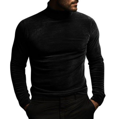 Herren eleganter Rollkragenpullover aus Samt Echoarchiv