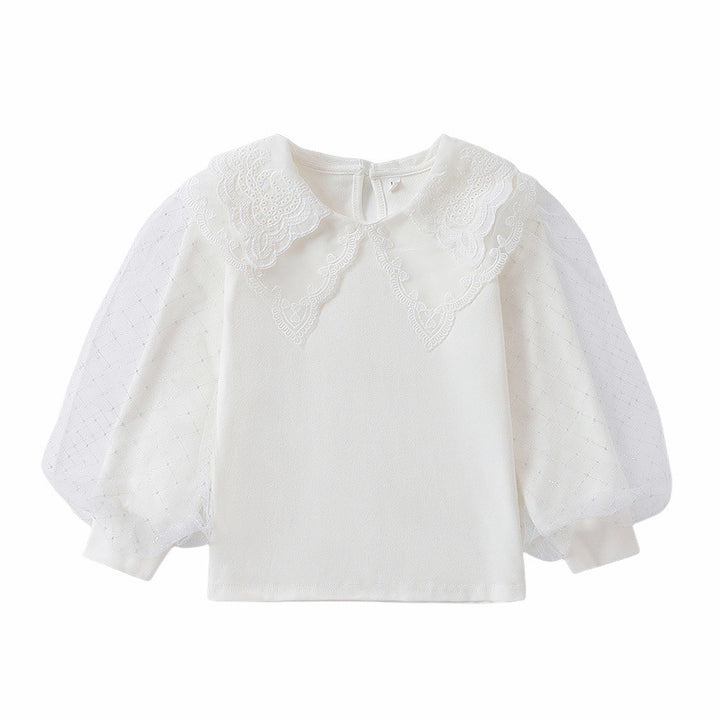 Mädchen Bluse mit romantischen Tüllärmeln und eleganten Spitzenakzenten Echo Archiv
