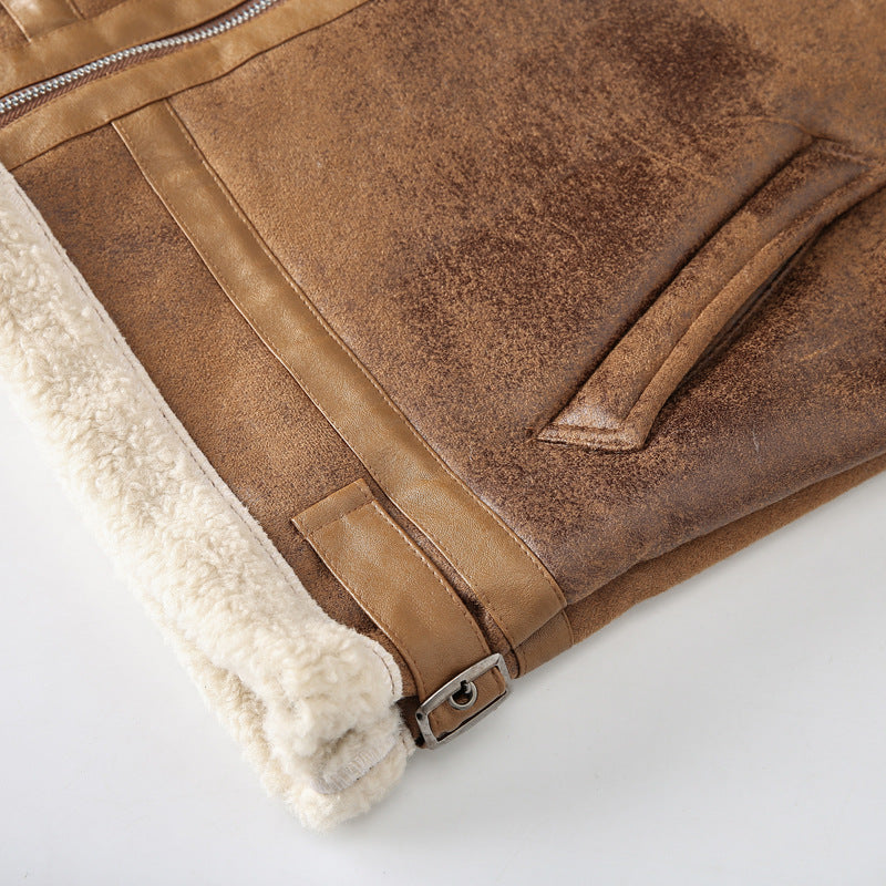Herren Fliegerjacke mit Lammfellfutter und Vintage Kunstlederoptik – Taviero