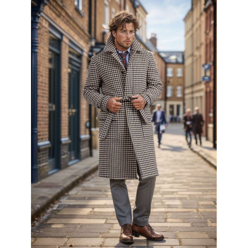 Herren Eleganter und zeitloser Wool-Langmantel Echoarchiv