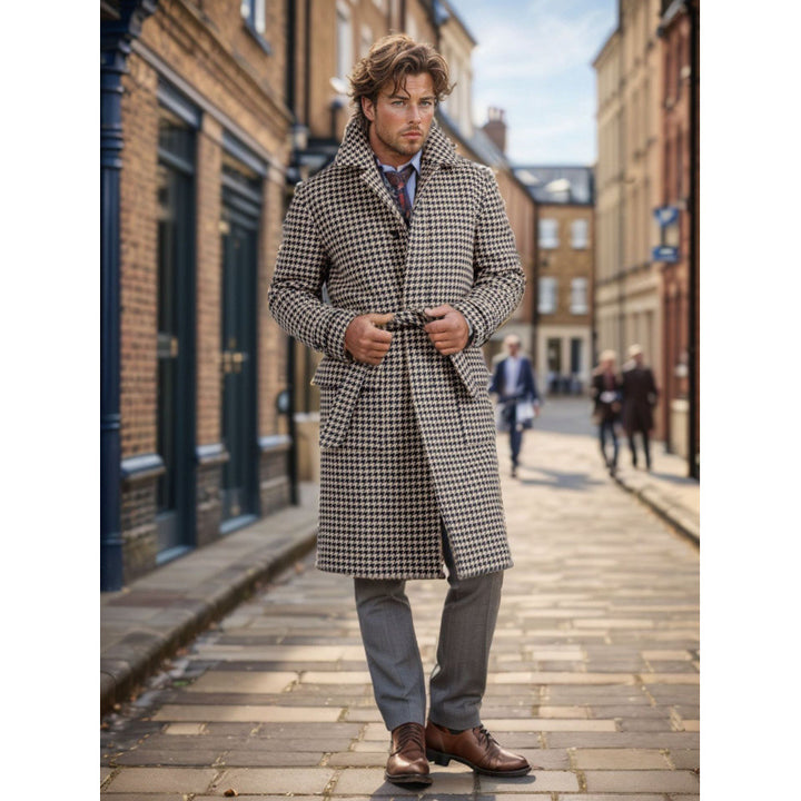 Herren Eleganter und zeitloser Wool-Langmantel Echoarchiv