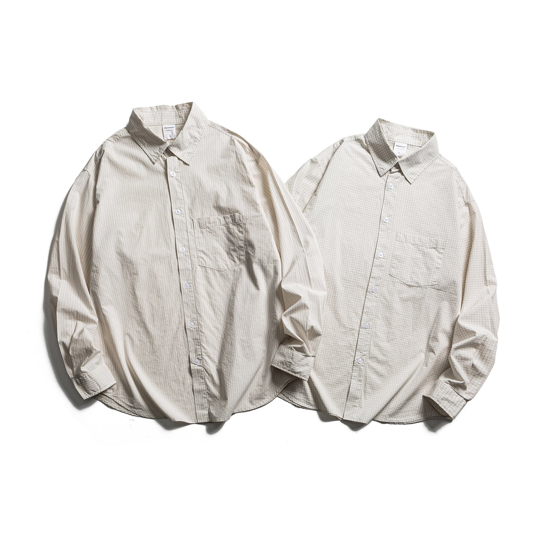 Unisex Lockeres Oversize-Hemd mit Nadelstreifen, Brusttasche und Drop-Shoulder Echoarchiv