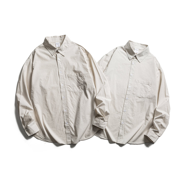 Unisex Lockeres Oversize-Hemd mit Nadelstreifen, Brusttasche und Drop-Shoulder Echoarchiv