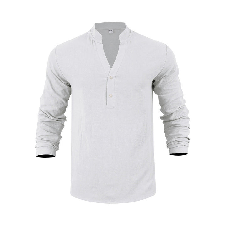 Herren Langarm-Henley-Shirt aus atmungsaktivem Baumwollmix mit modischem Knopfverschluss Echoarchiv