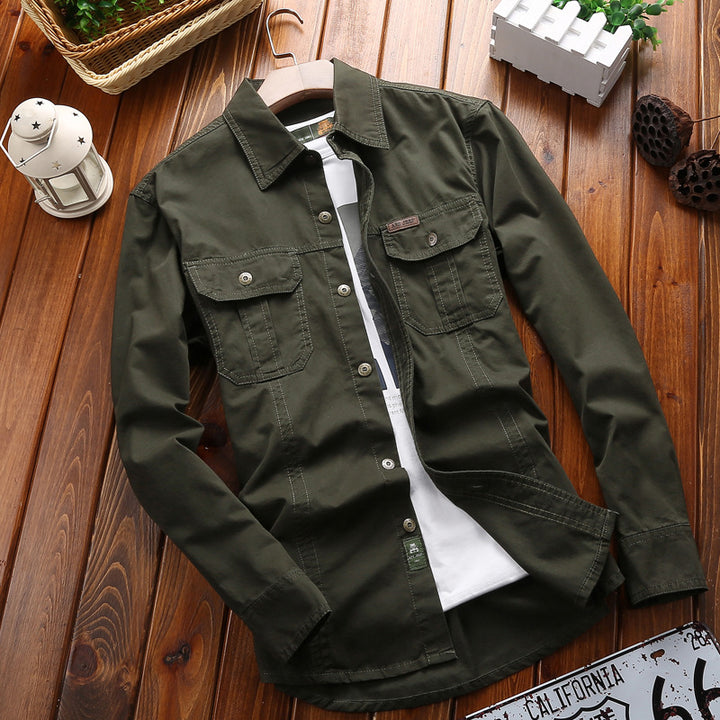 Herren nan vielseitiges Canvas-Overshirt mit Klappbrusttaschen, verstärkten Nähten und regular fit Echo Archiv