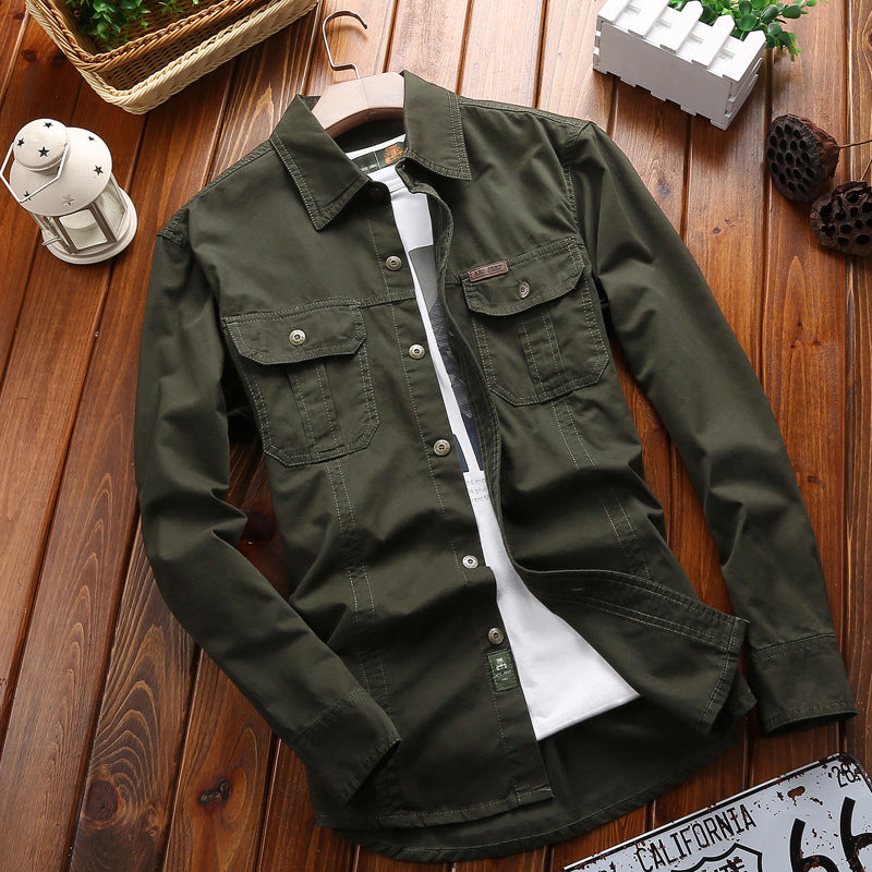 Herren vielseitiges Canvas-Overshirt mit Klappbrusttaschen, verstärkten Nähten und regular fit – Taviero