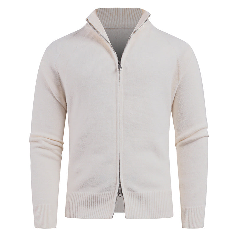 Herren hochwertige Strickjacke mit modernem Reißverschluss und hochgezogenem Kragen Echoarchiv