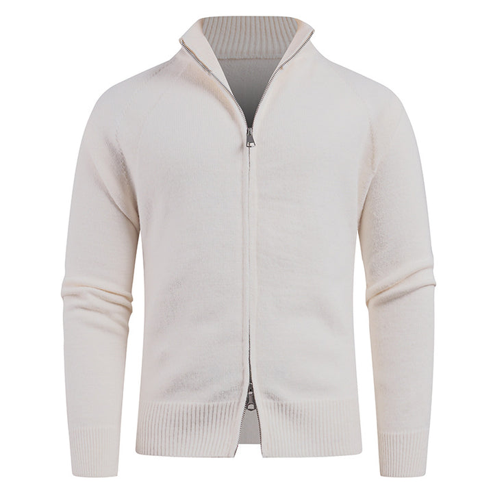Herren hochwertige Strickjacke mit modernem Reißverschluss und hochgezogenem Kragen Echoarchiv