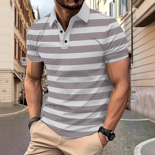 Herren Kurzarm Poloshirt mit gestreiftem Design und atmungsaktivem Stoff Echoarchiv