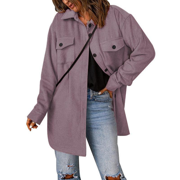 Damen Oversize-Hemdjacke mit Brustklappen und langem Schnitt Echoarchiv