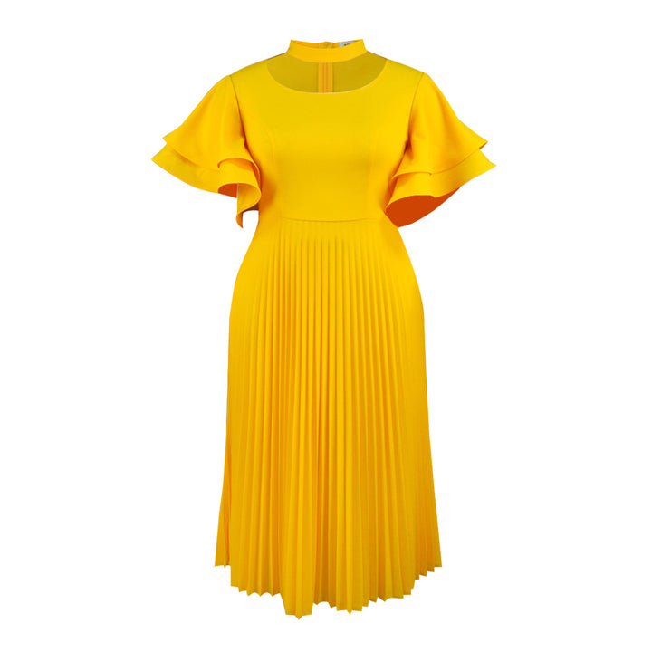 Damen Plissee Maxikleid mit Choker und voluminösen Ärmeln Echo Archiv