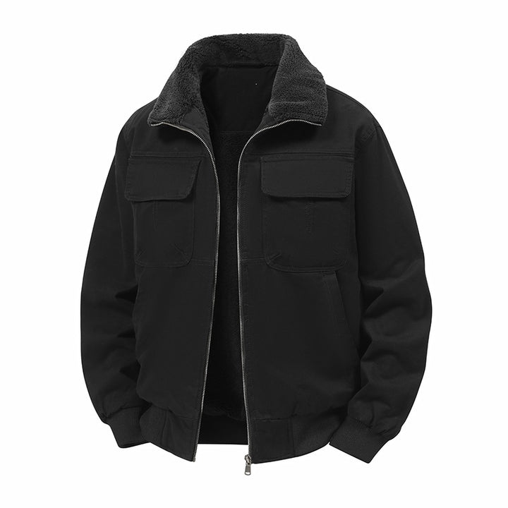 Herren Thermo-Bomberjacke im Fieldstil mit Teddykragen, aufgesetzten Brusttaschen & Reißverschluss Echoarchiv