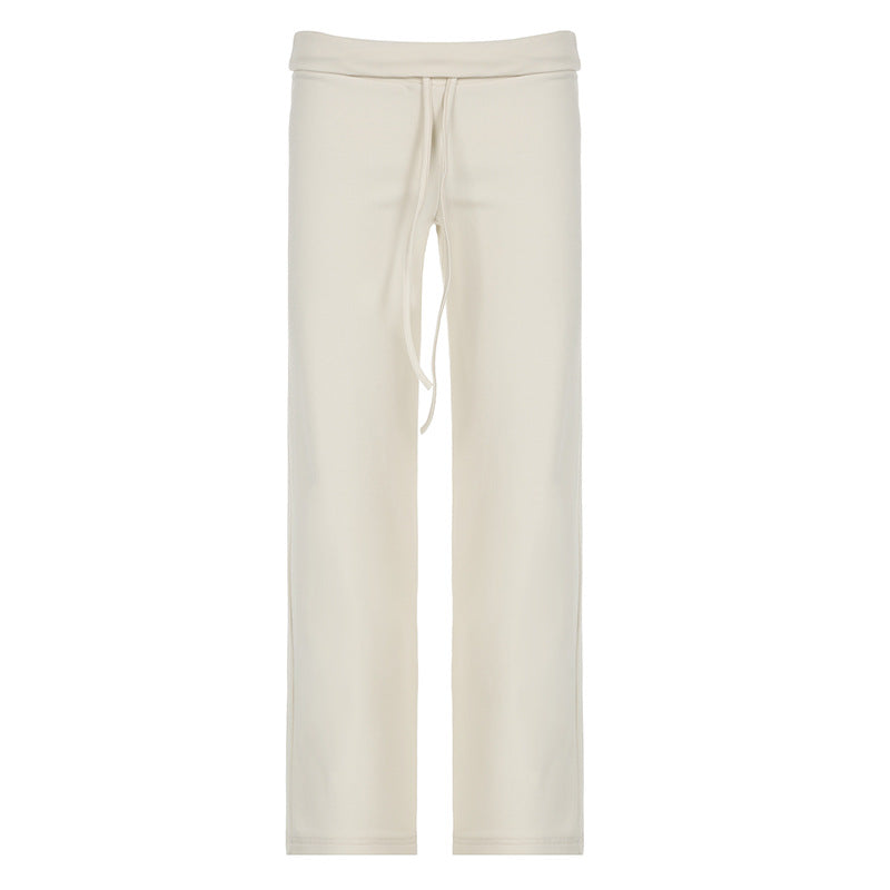 Damen nan weiche Highwaist-Loungehose aus Baumwollmix mit elastischem Komfortbund, Bindekordel und geradem Bein Echo Archiv