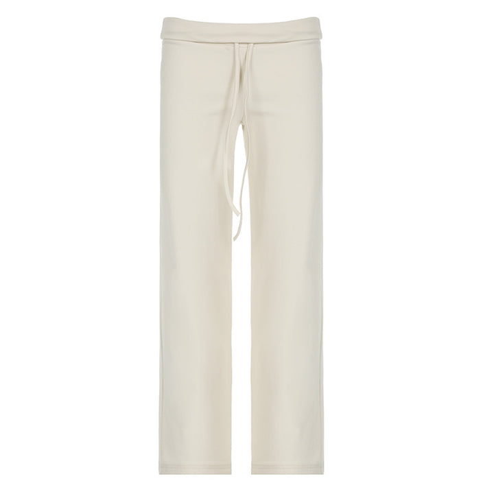 Damen nan weiche Highwaist-Loungehose aus Baumwollmix mit elastischem Komfortbund, Bindekordel und geradem Bein Echo Archiv