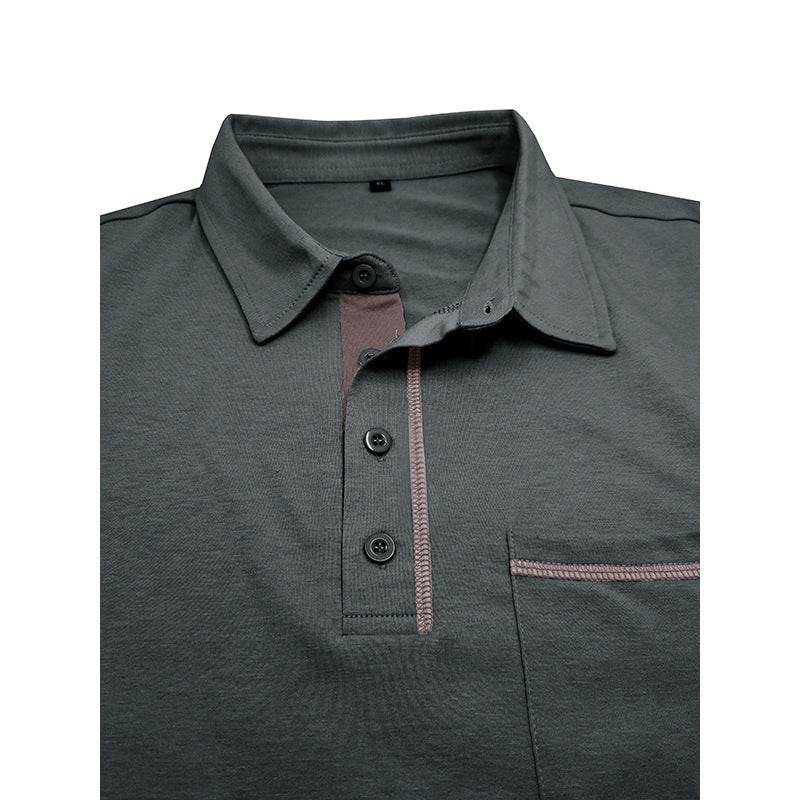 Herren Kurzarm-Hemd mit modischem Henley-Ausschnitt und Brusttasche Echoarchiv