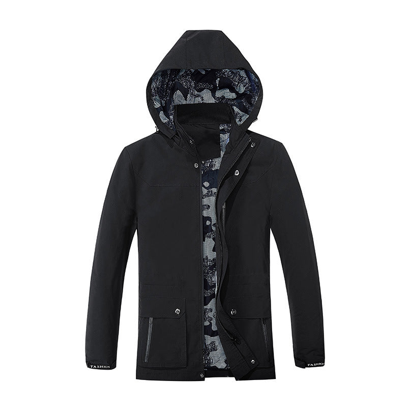 Herren Kapuzen-Parka im Canvas-Utility-Stil mit Camouflage-Innenfutter Echoarchiv