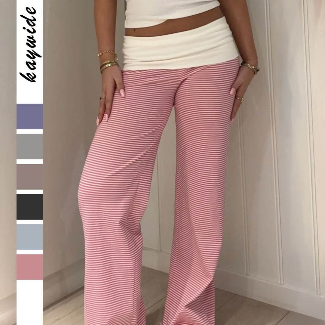 Damen nan weite Palazzo-Loungehose mit hohem Bund und elastischem Comfort-Stretch Echo Archiv