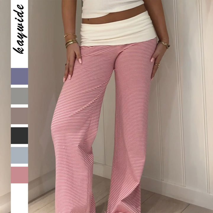 Damen nan weite Palazzo-Loungehose mit hohem Bund und elastischem Comfort-Stretch Echo Archiv