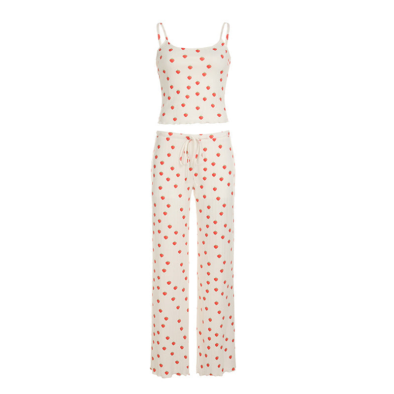 Damen Pyjama-Set mit Herzen und verstellbarem Bund Echo Archiv