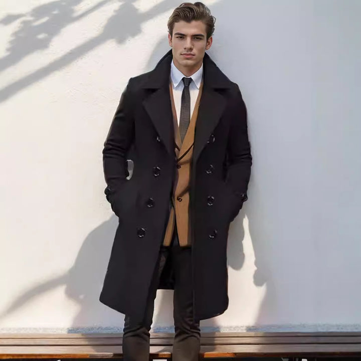 Herren doppelreihiger Wollmantel mit klassischem Schnitt und eleganten Details Echoarchiv