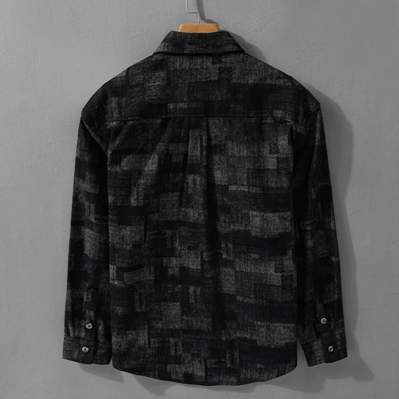 Herren Strukturiertes Hemdjacke-Overshirt aus Baumwollmischung mit geometrischem Print Echoarchiv