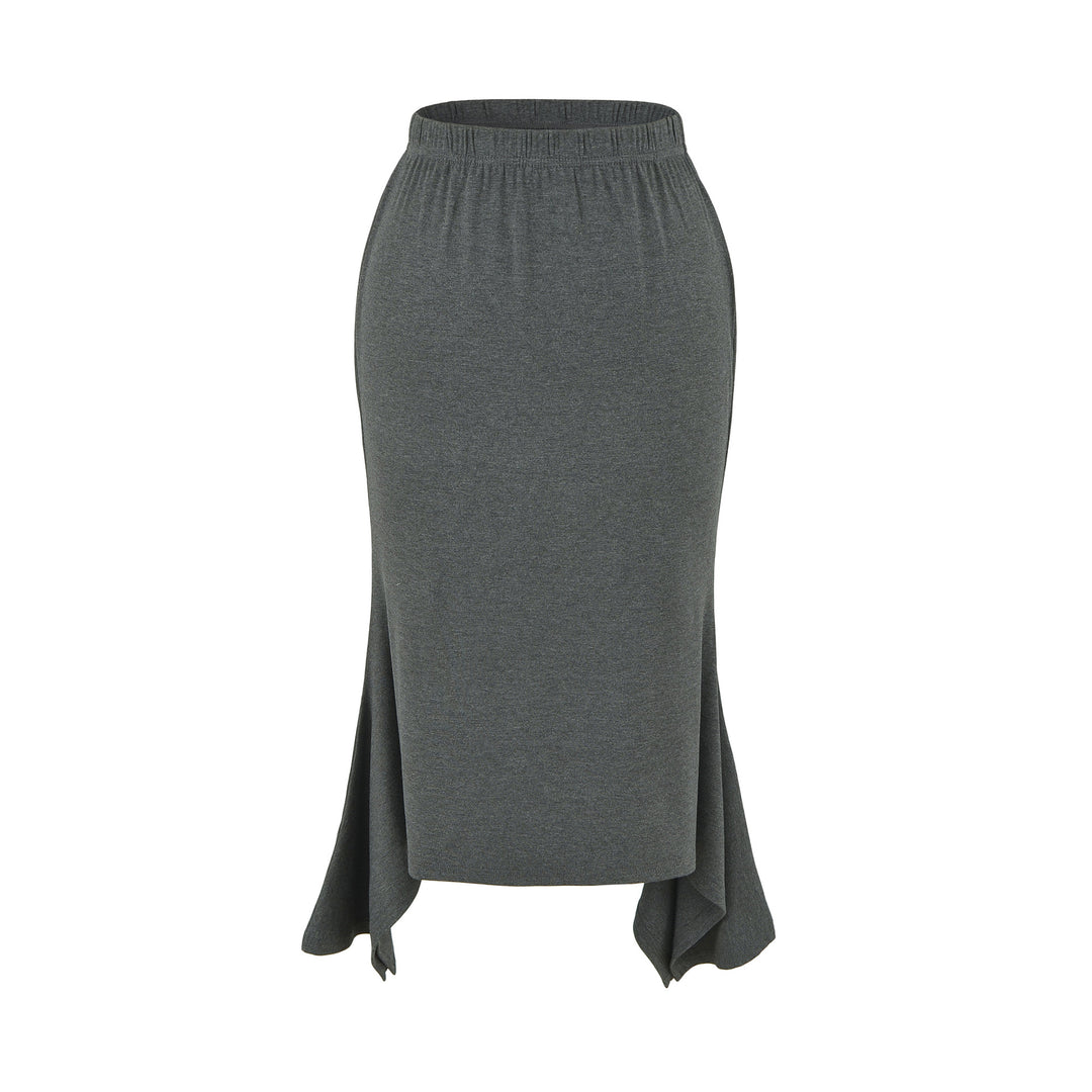 Damen Asymmetrischer Jersey-Midirock mit elastischem Bund und Zipfelsaum Echoarchiv