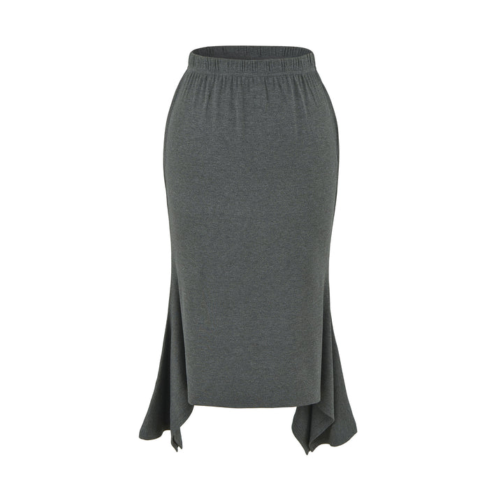 Damen Asymmetrischer Jersey-Midirock mit elastischem Bund und Zipfelsaum Echoarchiv