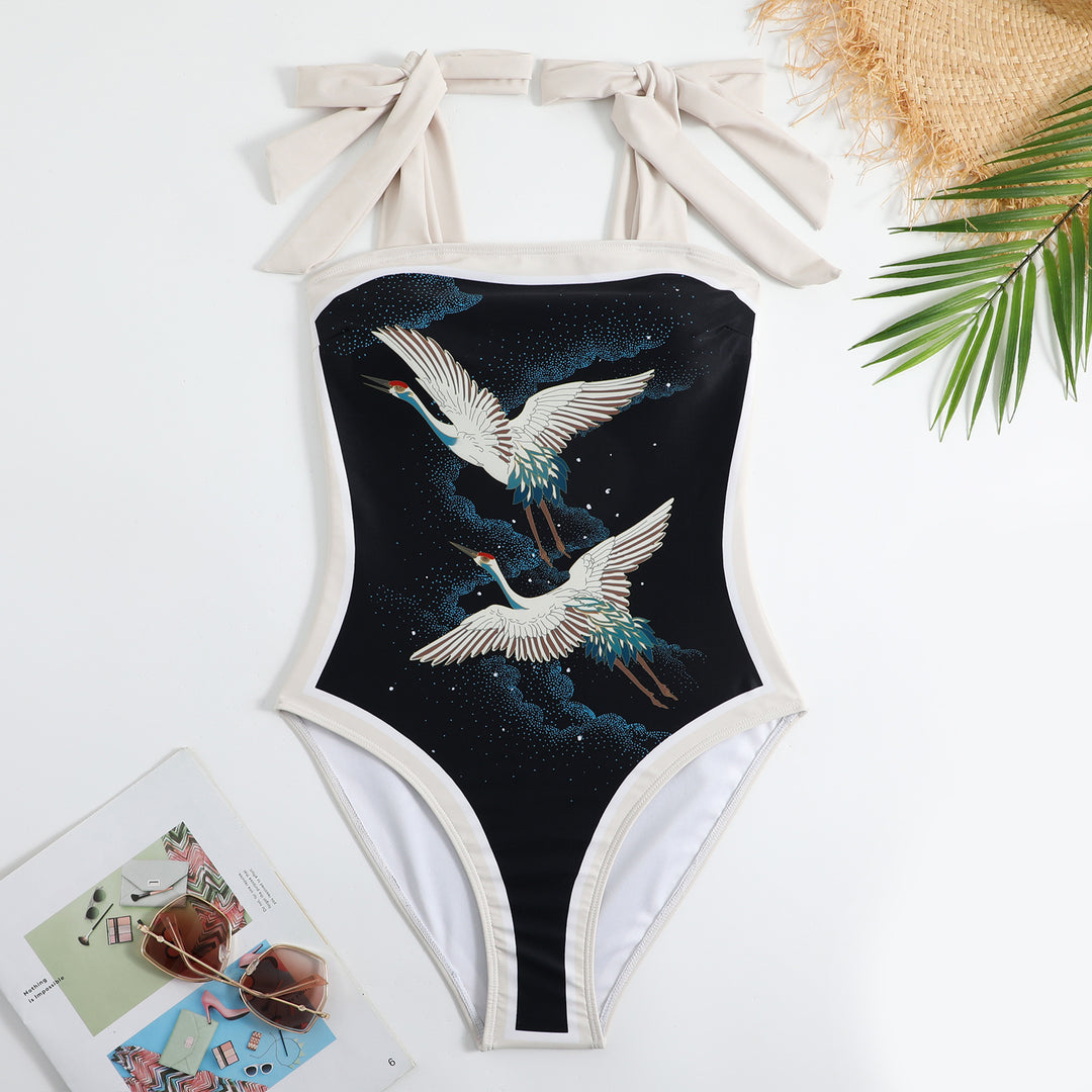 Damen Wickelrock mit künstlerischem Design und elastischem Bund Echo Archiv