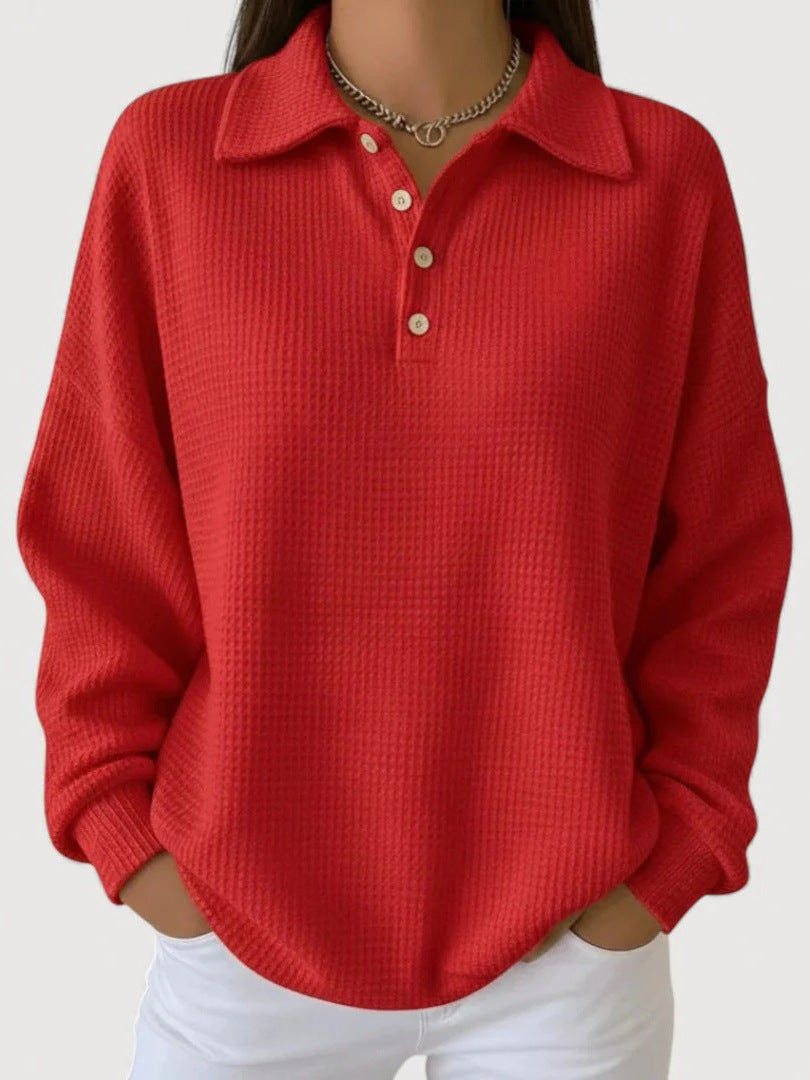 Damen Lässiges Waffel-Pullover – Mavelle