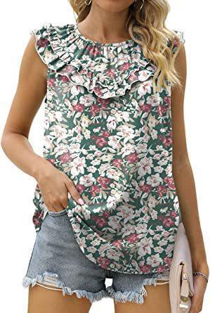 Damen leichtes Rüschenshirt mit elegantem Rundhalsausschnitt Echo Archiv