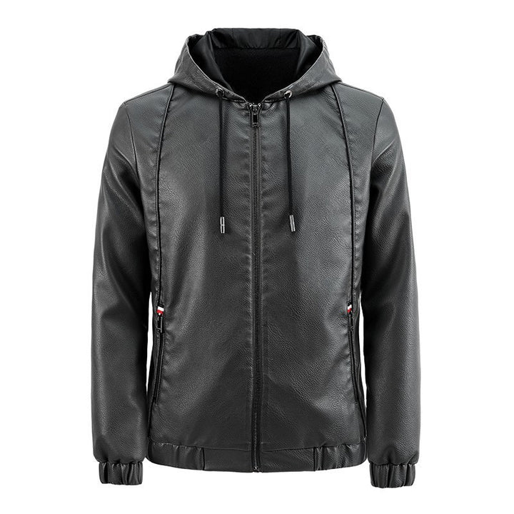 Herren Modische Kapuzenjacke aus Kunstleder Echo Archiv