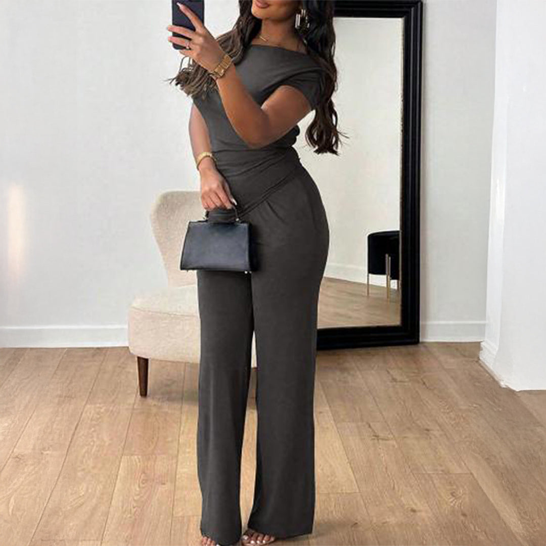Damen Eleganter Overall mit Wickeldesign und weitem Bein Echo Archiv