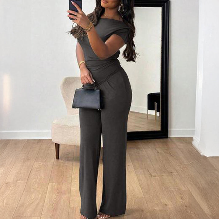 Damen Eleganter Overall mit Wickeldesign und weitem Bein Echo Archiv