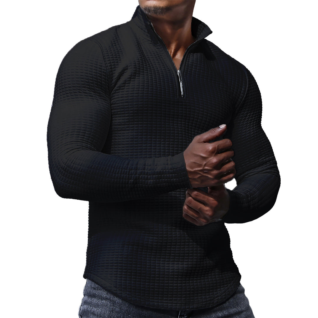 Herren Langarmshirt mit strukturiertem Design und hohem Kragen Echoarchiv