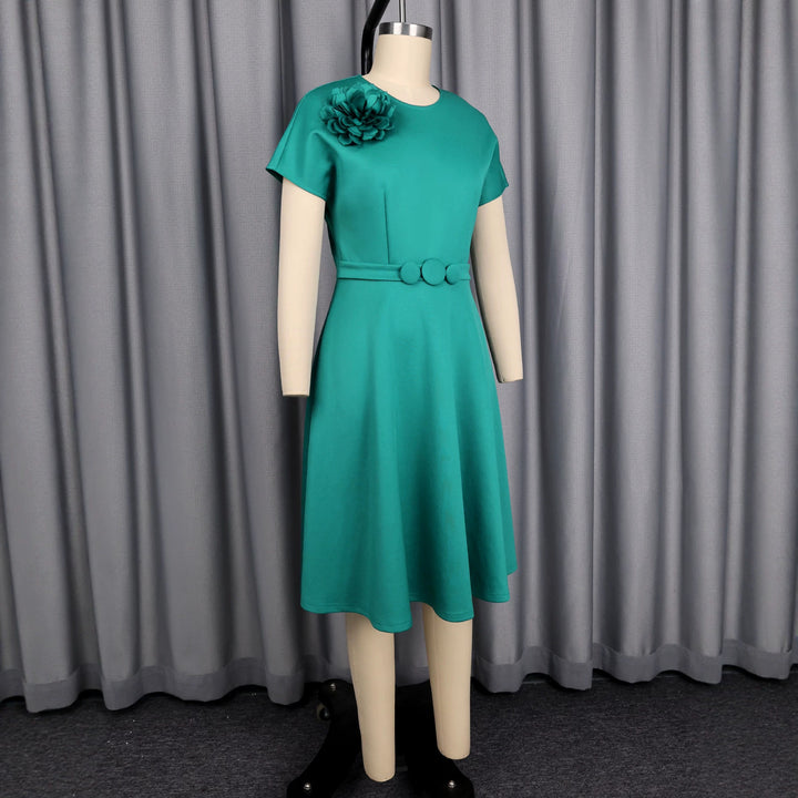 Damen A-Linien Kleid mit dekorativer Blütenapplikation Echo Archiv