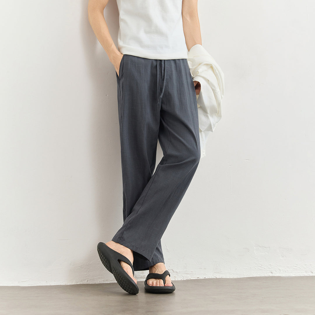 Herren Leichte Leinenhose mit Tunnelzug und geradem Bein Echo Archiv