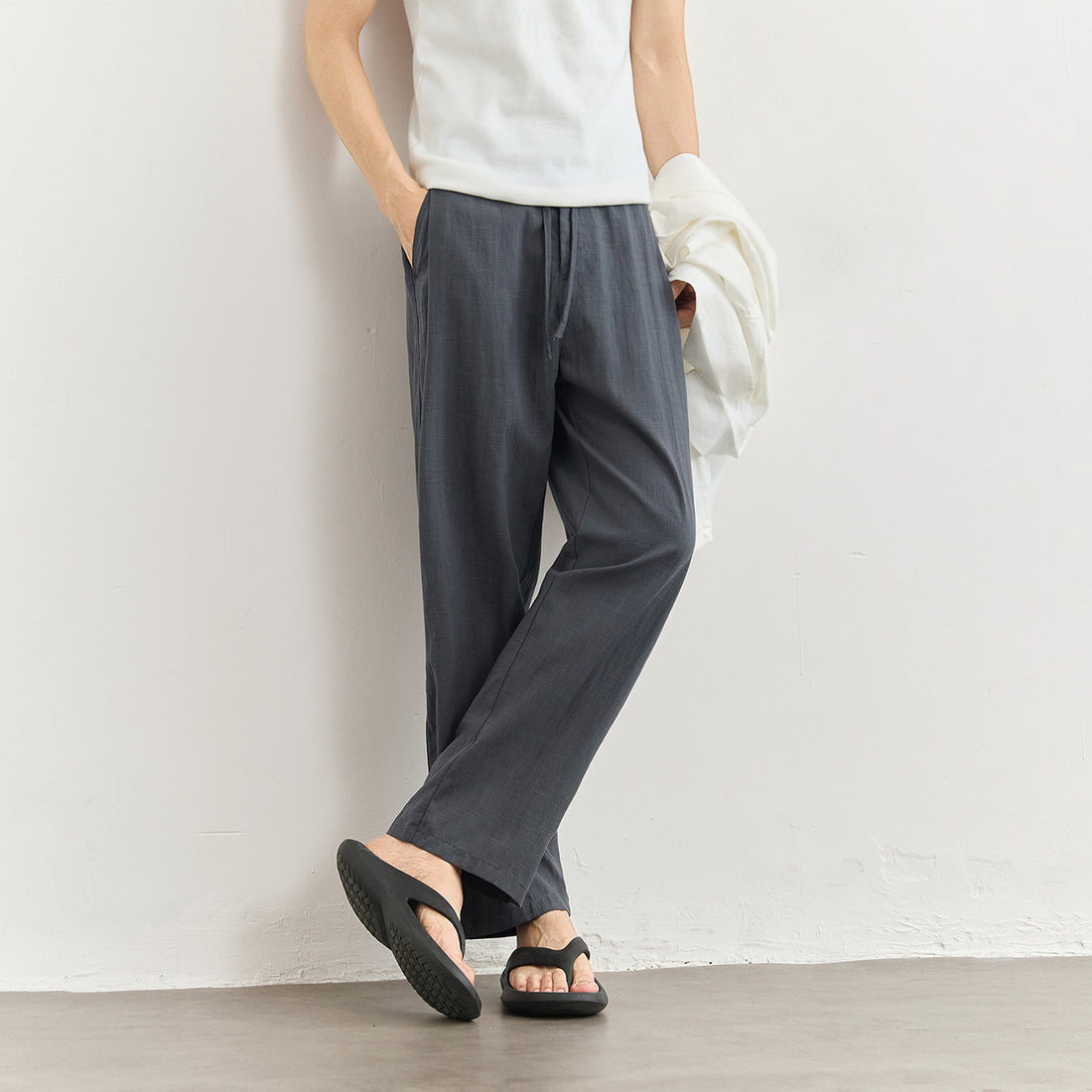 Herren Leichte Leinenhose mit Tunnelzug und geradem Bein Echo Archiv