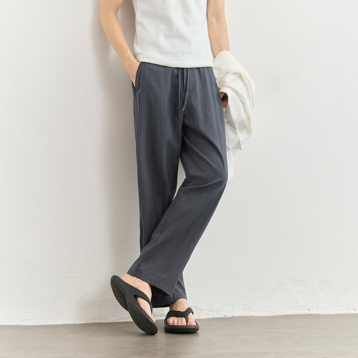 Herren Leichte Leinenhose mit Tunnelzug und geradem Bein Echo Archiv