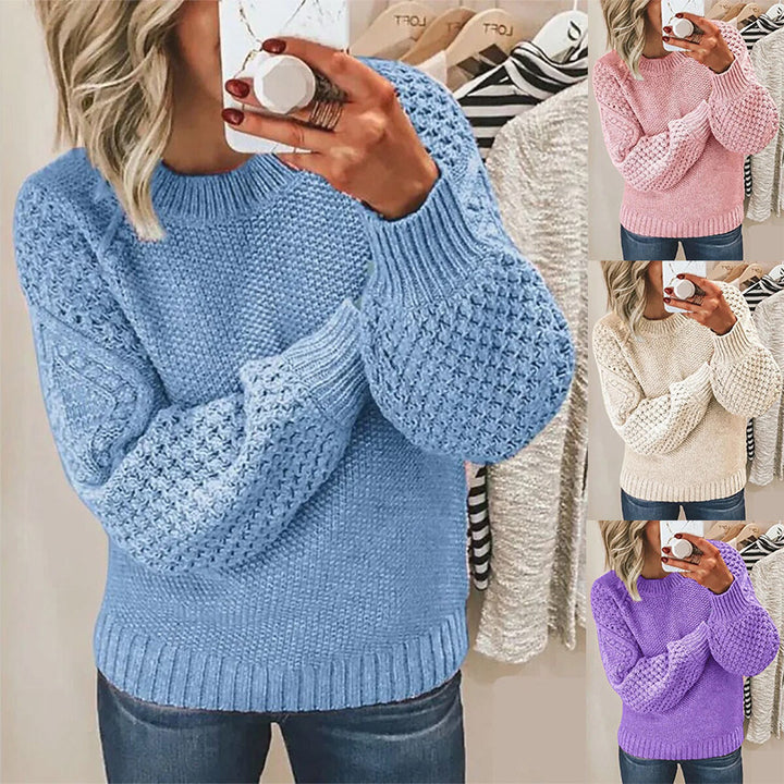 Damen Grobgestrickter Pullover mit Zopfmuster und Ballonärmeln Echo Archiv