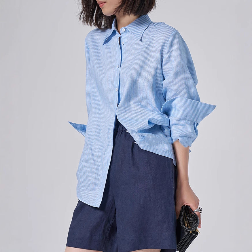 Damen Elegante gestreifte Bluse Echoarchiv